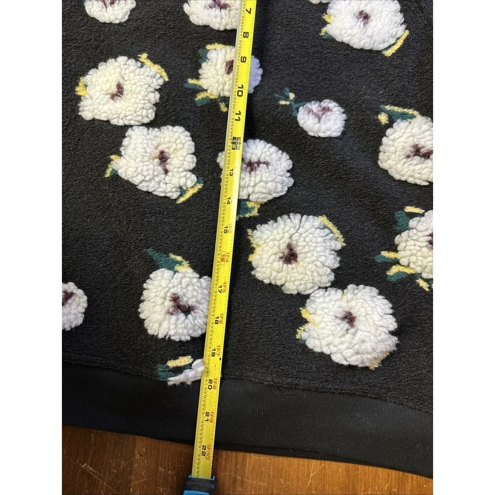 By Anthropologie NWT Medium Sherpa‎ Fleece Flowers Sweater Top Puff Sleeves